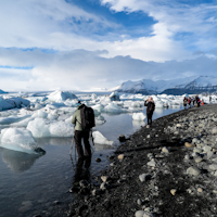 Iceland glacier ice breaking up